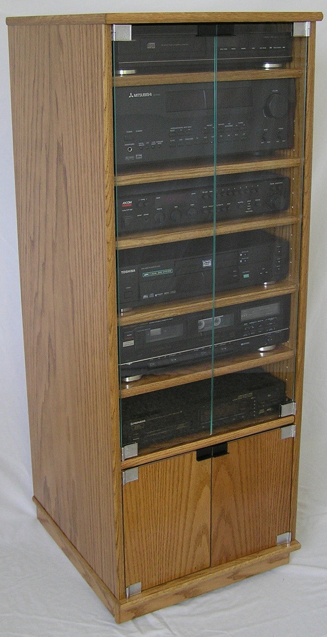 Modern Component Stereo Cabinet 53 High Oak Maple Free Shipp Usa Made