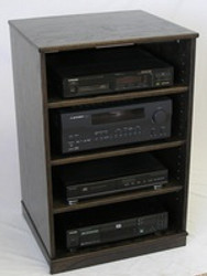 Ebony oak wooden TV stand stereo component cabinet by Decibel Designs