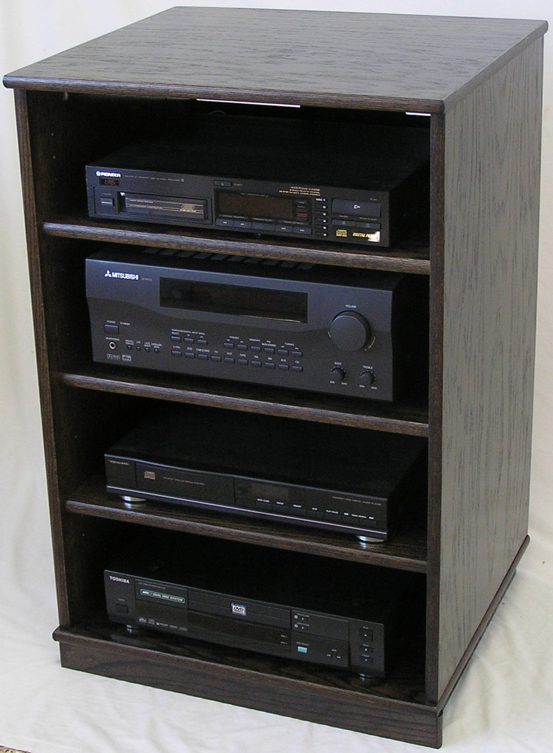 Ebony oak TV stand stereo 33 inches high