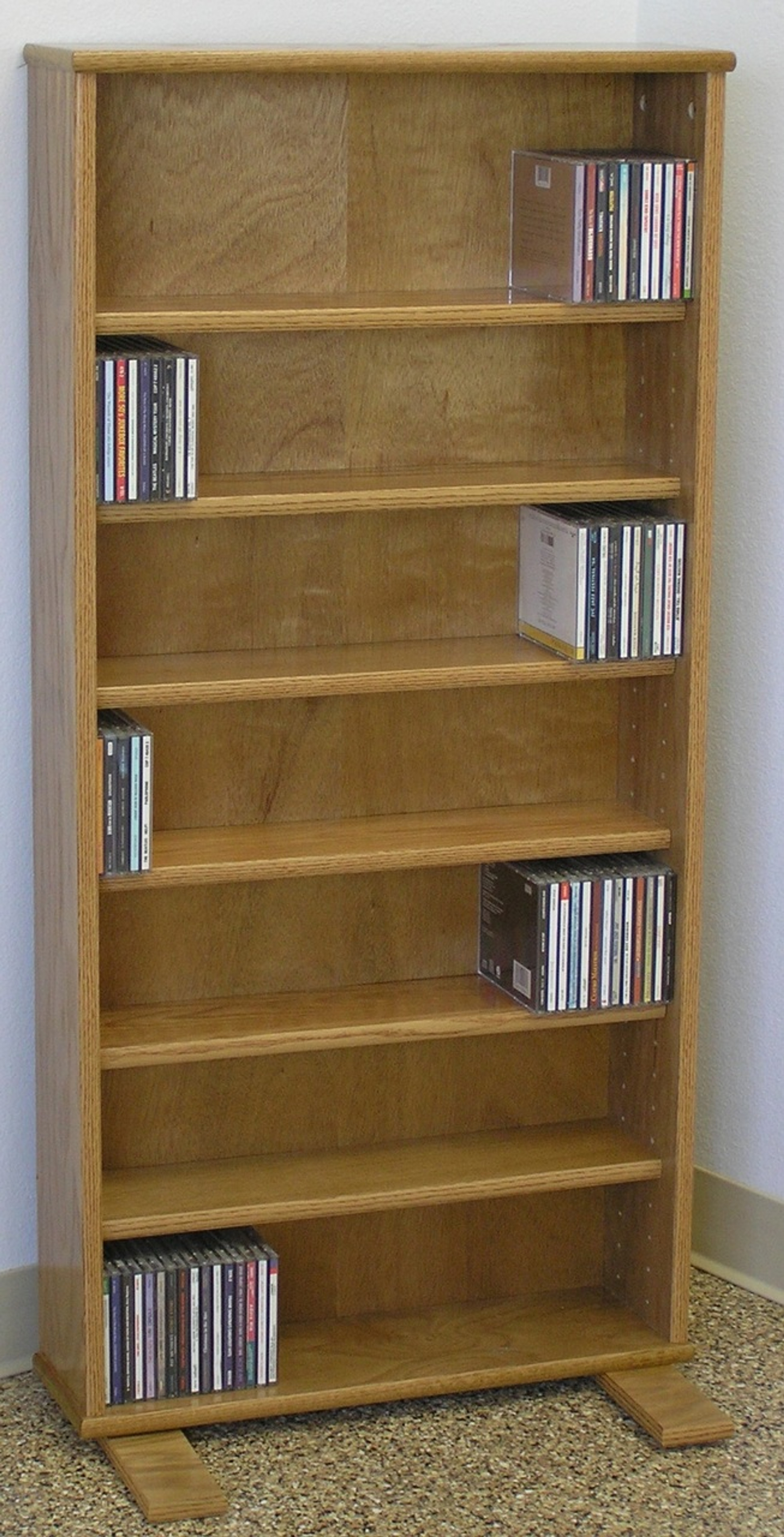 Glass Door DVD Storage 48" High Oak, Maple USA Made SHIPS FREE