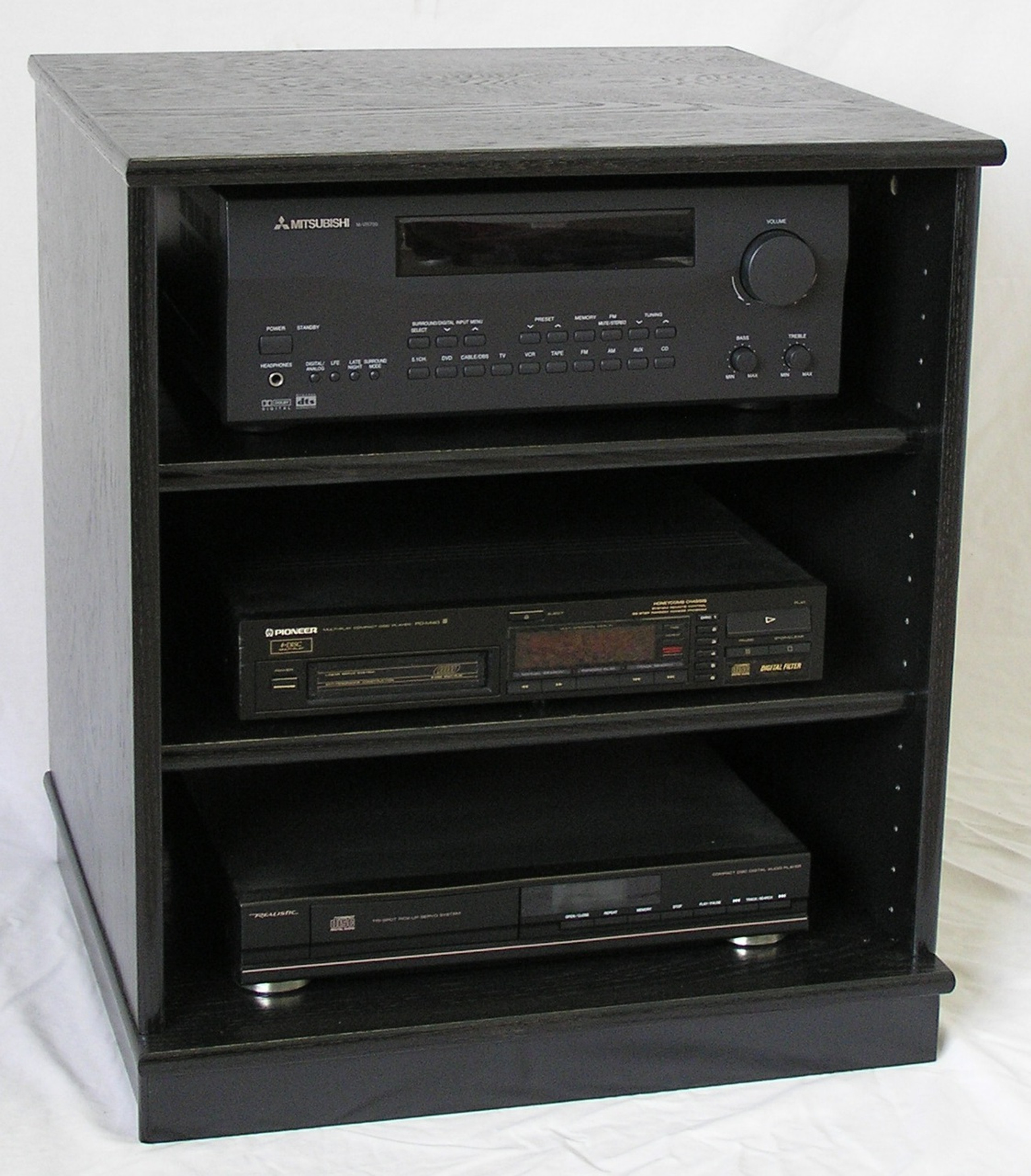 Small black oak entertainment center stereo 27 inches high