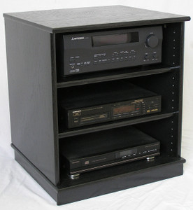 Best front view of 27" Entertainment Center & Stereo Cabinet in Black Oak  (805) 331-8506 https://www.decibeldesigns.com