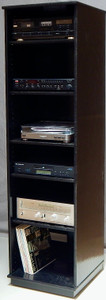 Open Narrow 73" Audio Cabinet in black oak.
https://decibeldesigns.com 805.331.8506