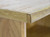 Wall shelves 49 inches high top corner close up detail. Shown in light brown oak finish. http://www.decibeldesigns.com  telephone 888.850.5589