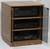 Stereo rack 27" high with glass doors. Shown in Minwax Special Walnut stain color and gray tint tempered glass doors.  2 adjustable shelves standard.  http://www.decibeldesigns.com 888.850.5589
