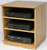 Stereo cabinet 27" high shown in light brown oak. 2 adjustable shelves and 6 casters. Light brown oak with satin top coat shown. http://www.decibeldesigns.com 888.850.5589