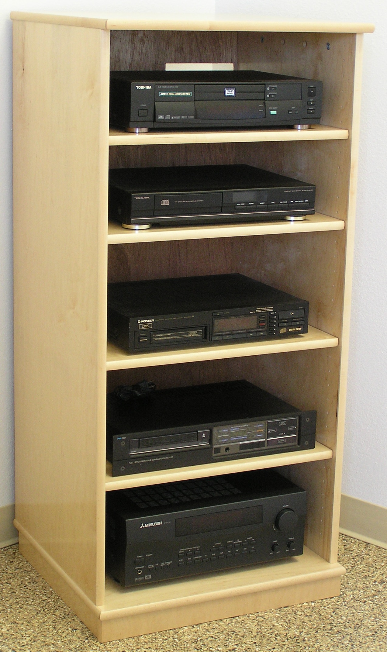 Custom wood stereo & DVD & CD cabinets & bookshelves photos