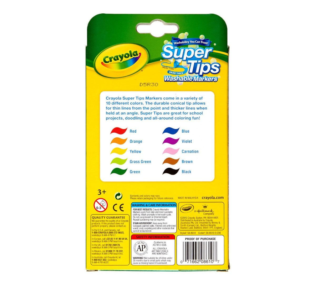 Crayola 10Pk Washable Super Tips Markers