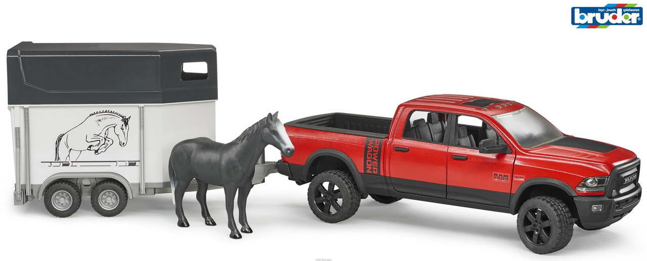 Bruder 1:16 Ram 2500 Power Wagon With Horse Trailer And 1 Horse