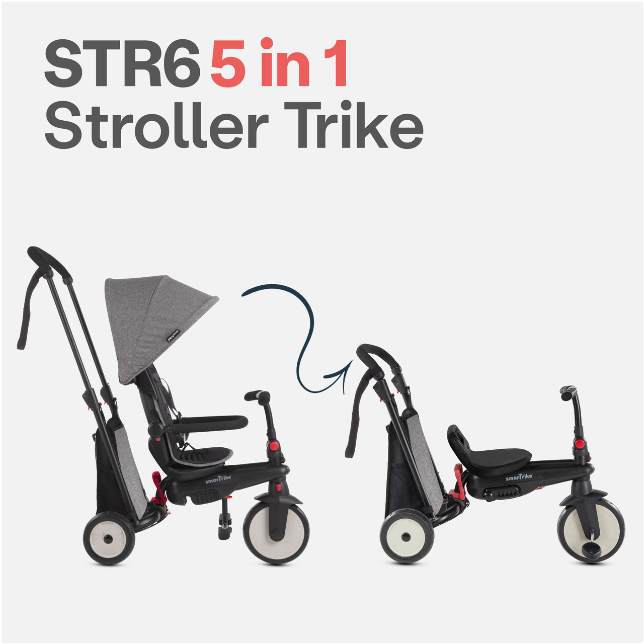 Smartrike STR3 Journey Grey - Folding Baby Tricycle 6-in-1
