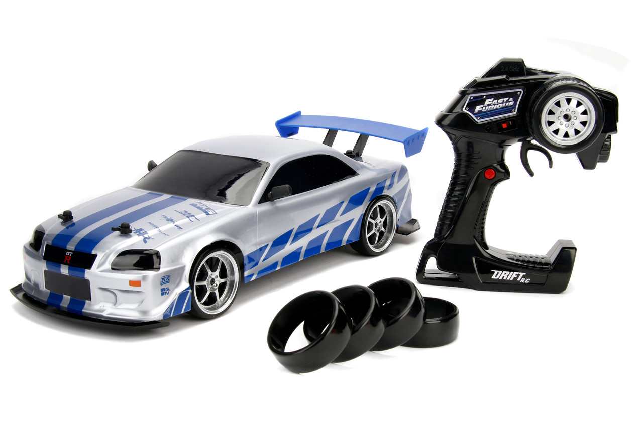 1:10 Fast & Furious Drift R/C 2002 Nissan Skyline GT-R (BNR34) Silver Window Box