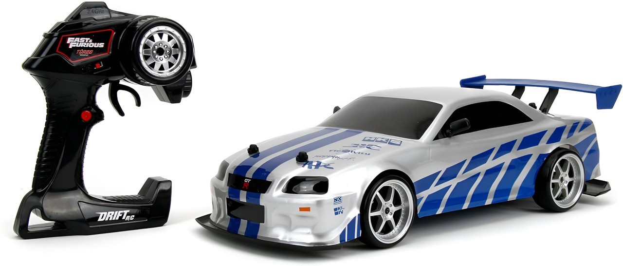 1:10 Fast & Furious Drift R/C 2002 Nissan Skyline GT-R (BNR34) Silver Window Box
