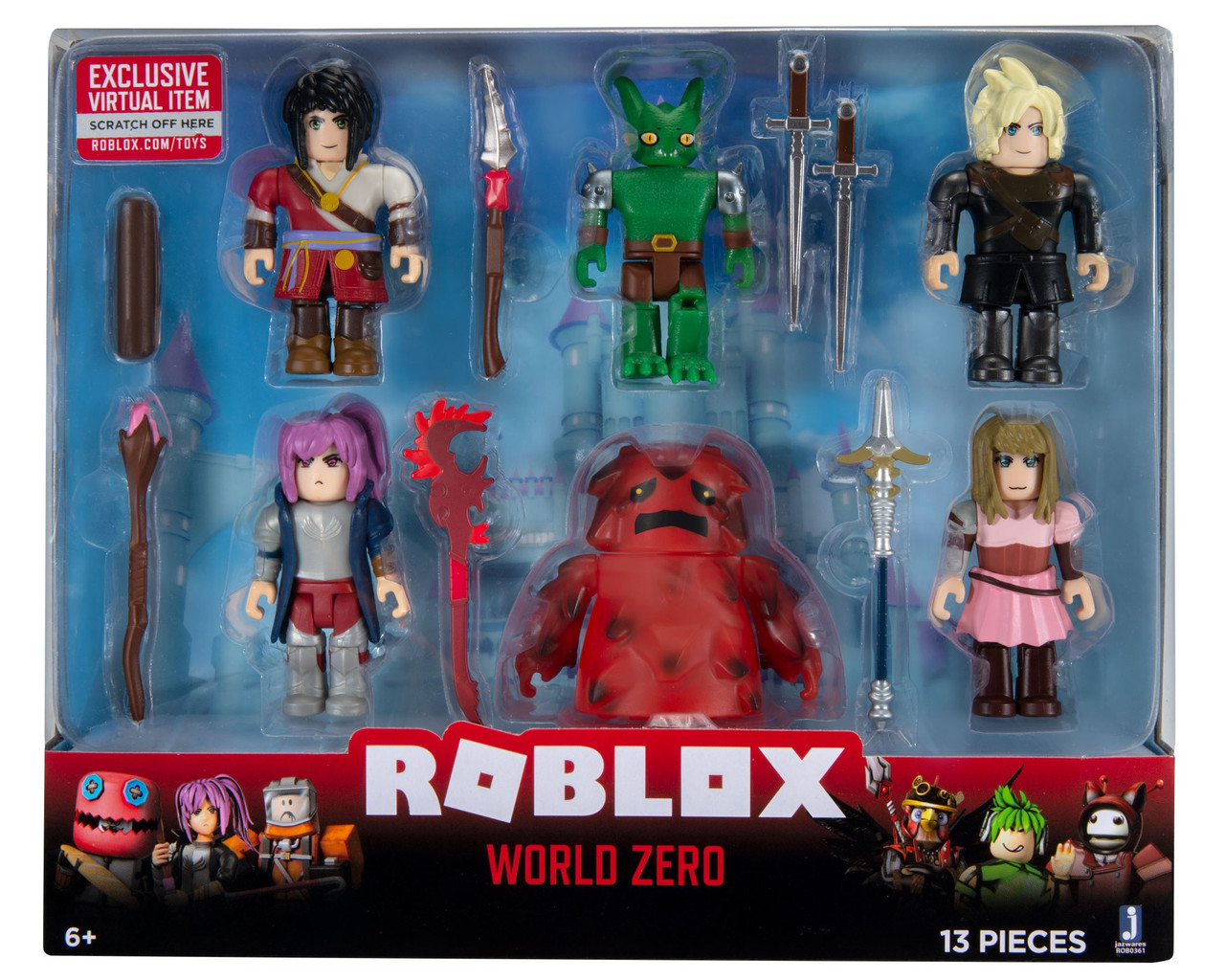Roblox 6 Figure Multipack World Zero W8 Assorted Rob0361 6 Action Figures Toymate - roblox world zero castle knights