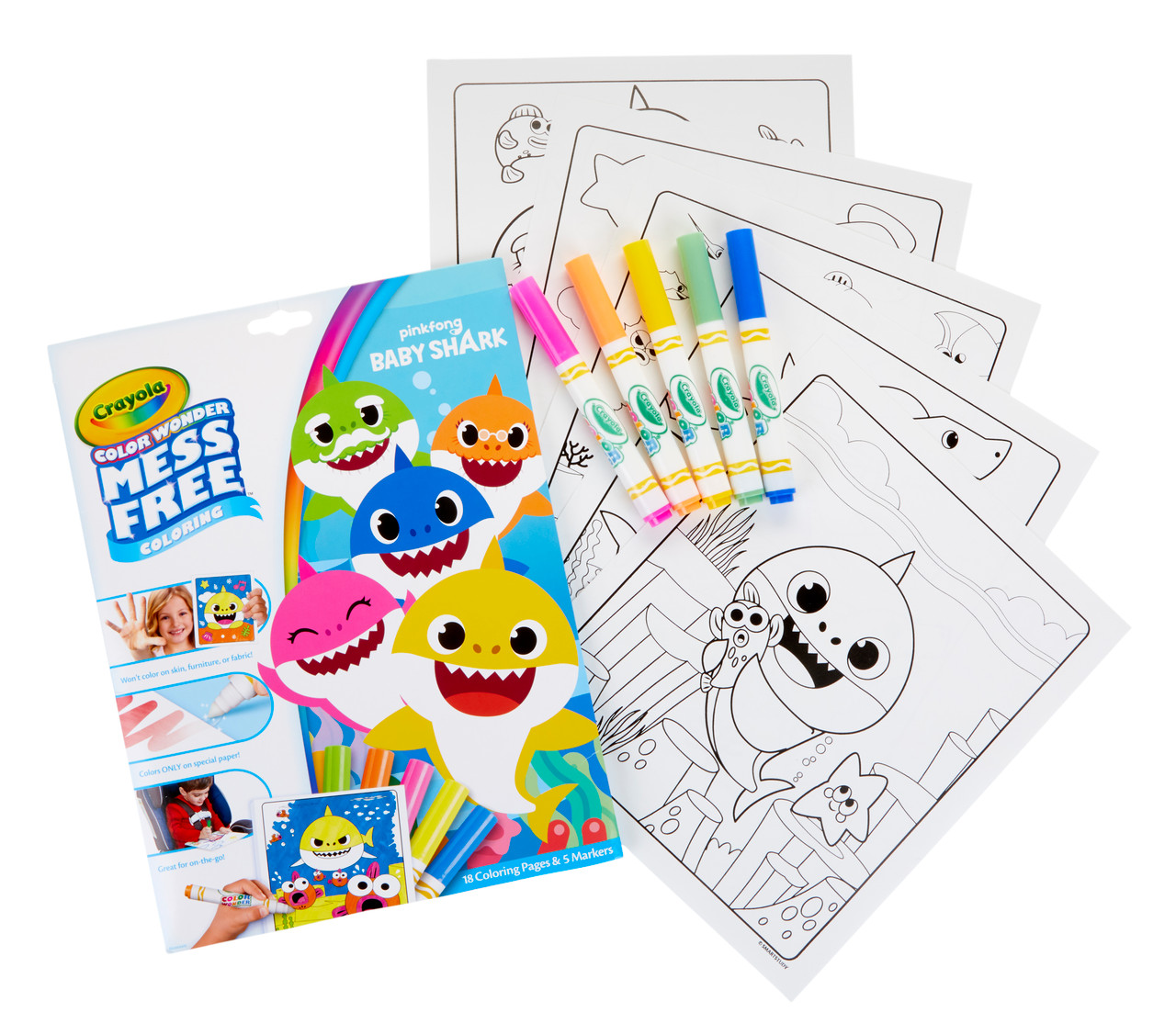 Crayola Color Wonder Mess Free Baby Shark Coloring Set Toymate