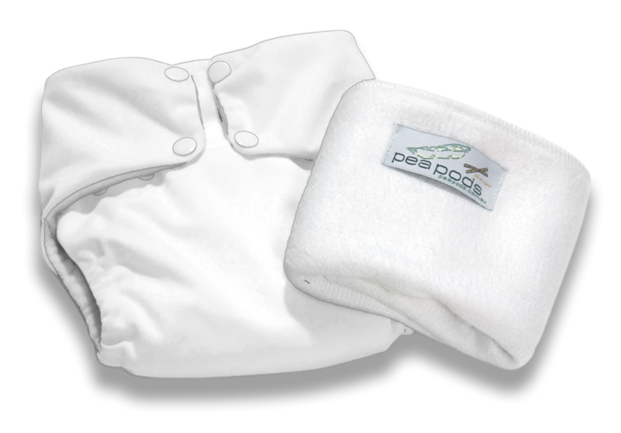 Pea Pods Reusable Nappy One Size - White
