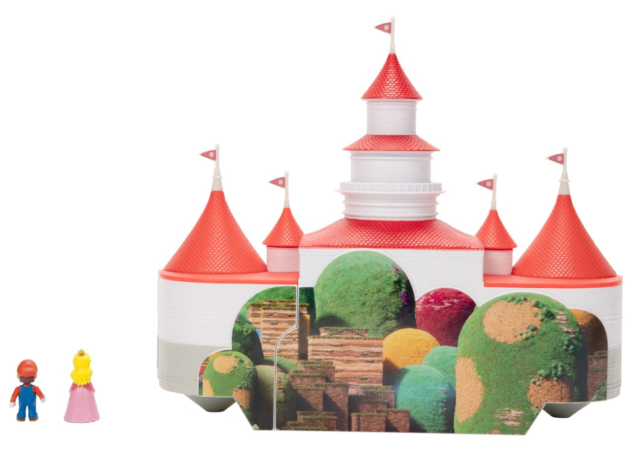 The Super Mario Bros. Movie – Mushroom Kingdom Castle Playset with Mini 1.25” Mario and Princess Peach Figures The Super Mario Bros. Movie – Mushroom Kingdom Castle Playset with Mini 1.25” Mario and Princess Peach Figures