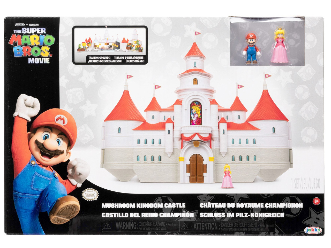 The Super Mario Bros. Movie – Mushroom Kingdom Castle Playset with Mini 1.25” Mario and Princess Peach Figures The Super Mario Bros. Movie – Mushroom Kingdom Castle Playset with Mini 1.25” Mario and Princess Peach Figures
