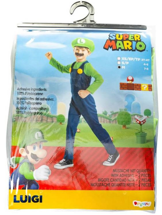 Nintendo Super Mario Luigi Fancy Dress Costume (7-8 years)