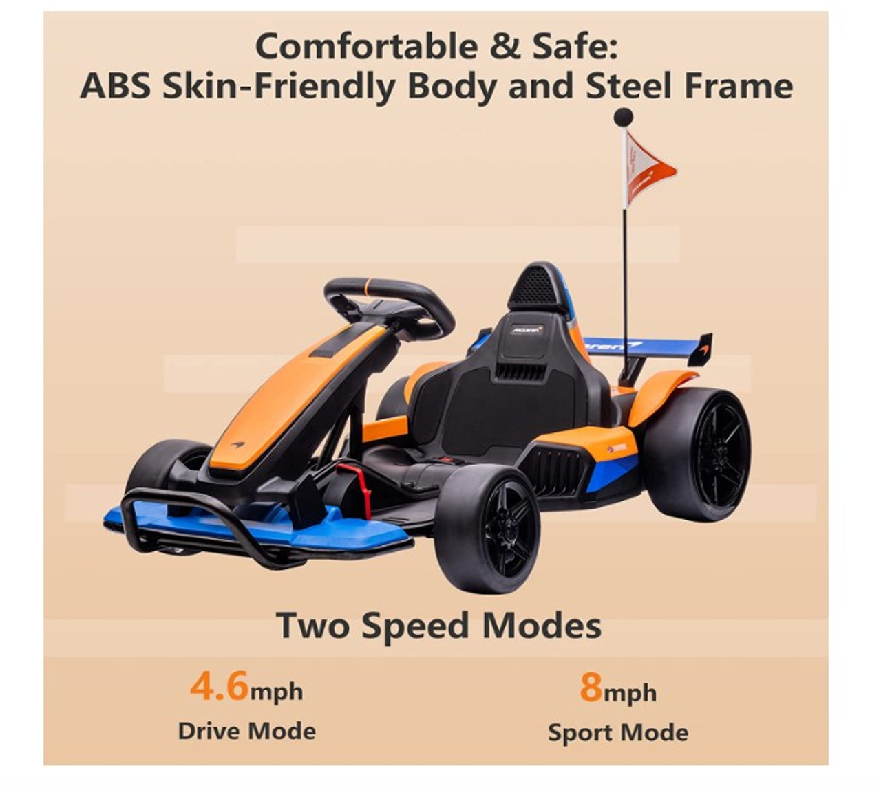 McLaren 24V Electric Drift Go-Kart for Kids - Orange