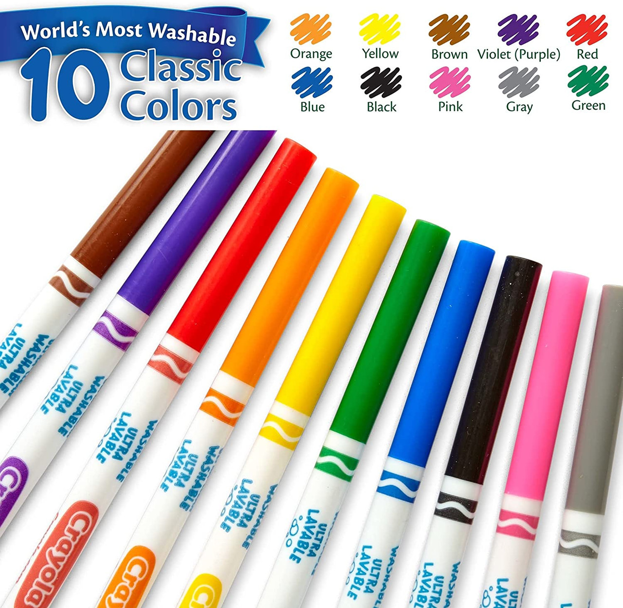 Crayola Washable Fineline Markers 10 Colors