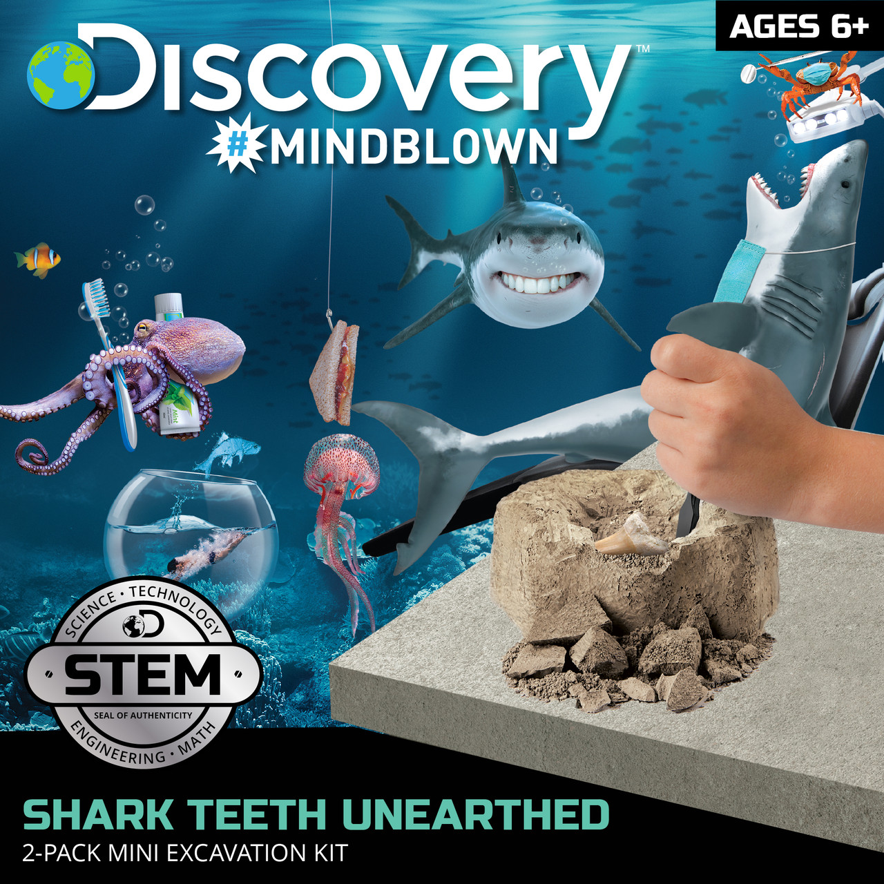 Discovery #Mindblown Mini Fossil Shark Teeth Dig Set 2 Pack Discovery #Mindblown Mini Fossil Shark Teeth Dig Set 2 Pack