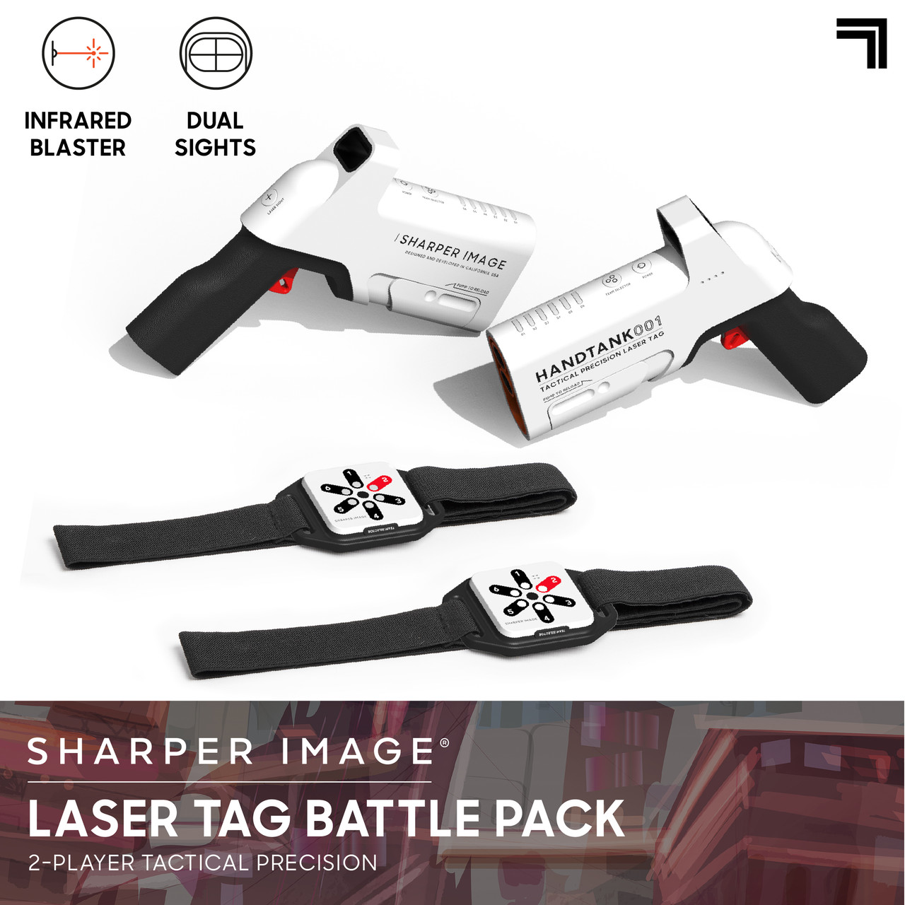Sharper Image Laser Tag Battle Pack 2-Player Tactical Precision, 4pcs - White Sharper Image Laser Tag Battle Pack 2-Player Tactical Precision, 4pcs - White