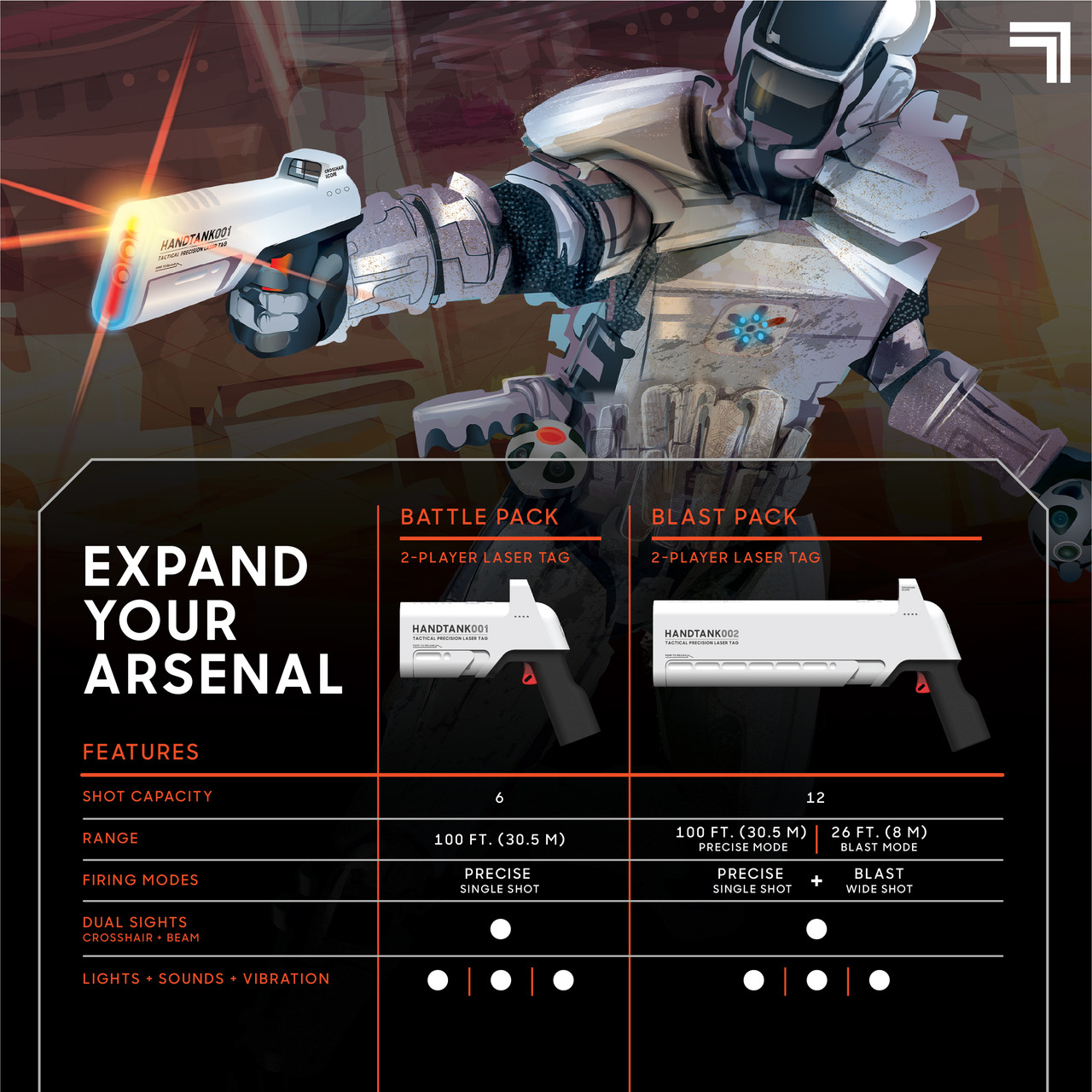 Sharper Image Laser Tag Battle Pack 2-Player Tactical Precision, 4pcs - White Sharper Image Laser Tag Battle Pack 2-Player Tactical Precision, 4pcs - White