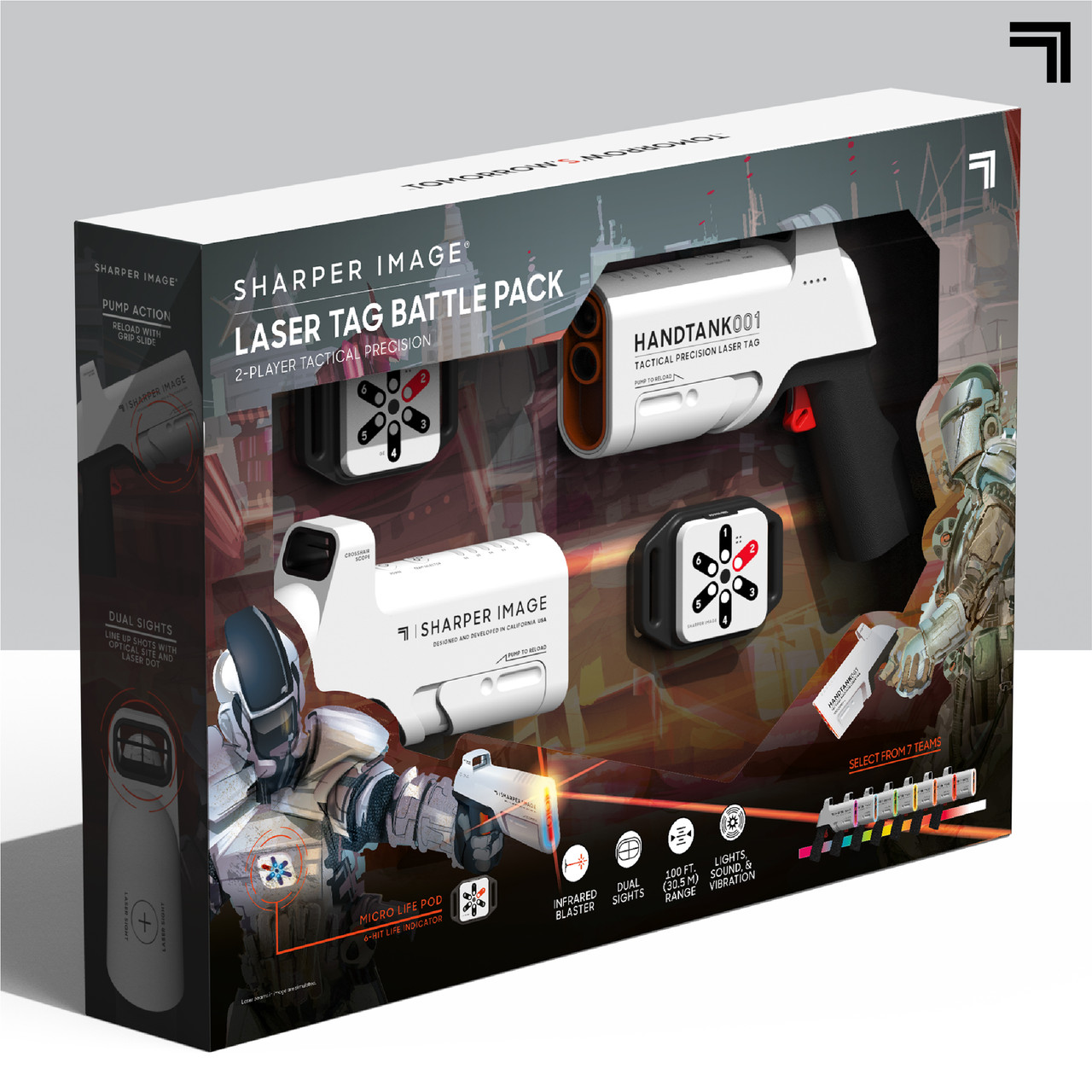 Sharper Image Laser Tag Battle Pack 2-Player Tactical Precision, 4pcs - White Sharper Image Laser Tag Battle Pack 2-Player Tactical Precision, 4pcs - White