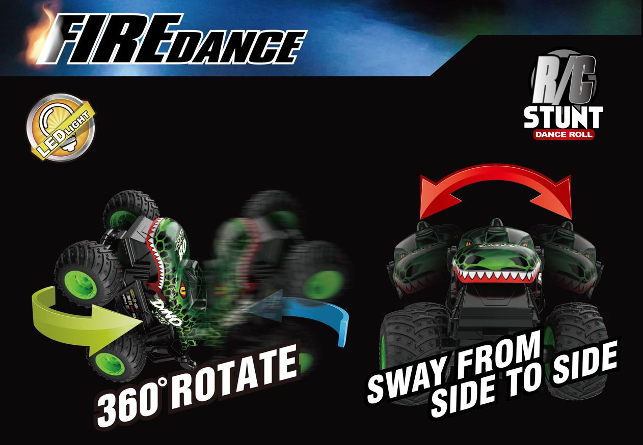 1:20 RC Light-Up Dancing Dino Monster Truck