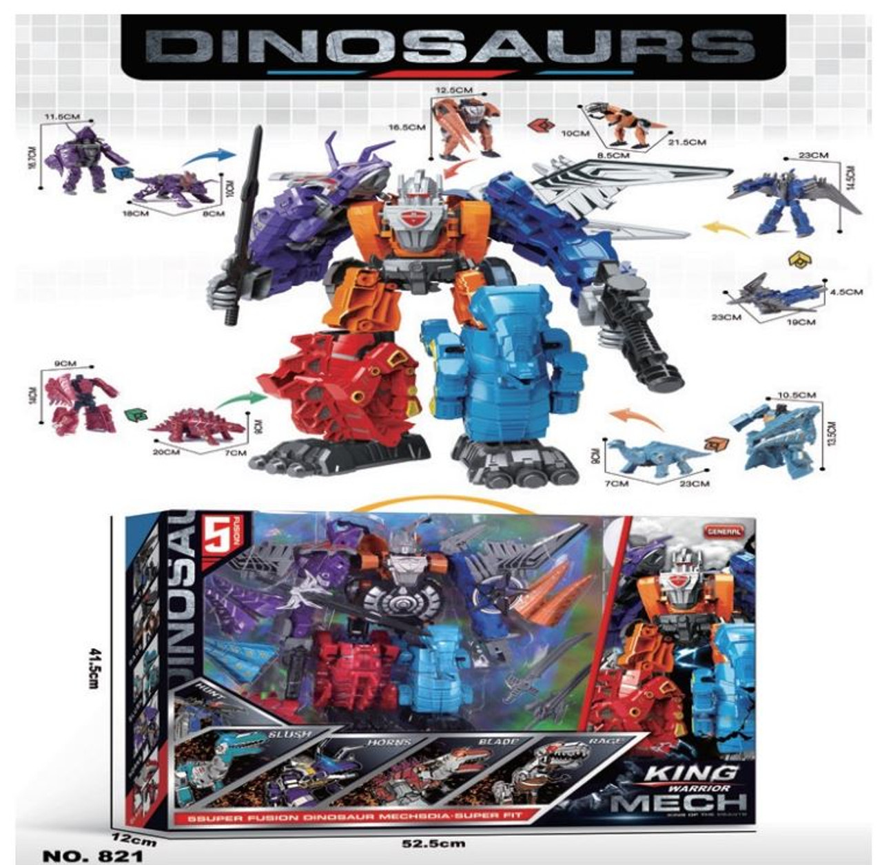 5-in-1 Dinosaur Transformable Robot