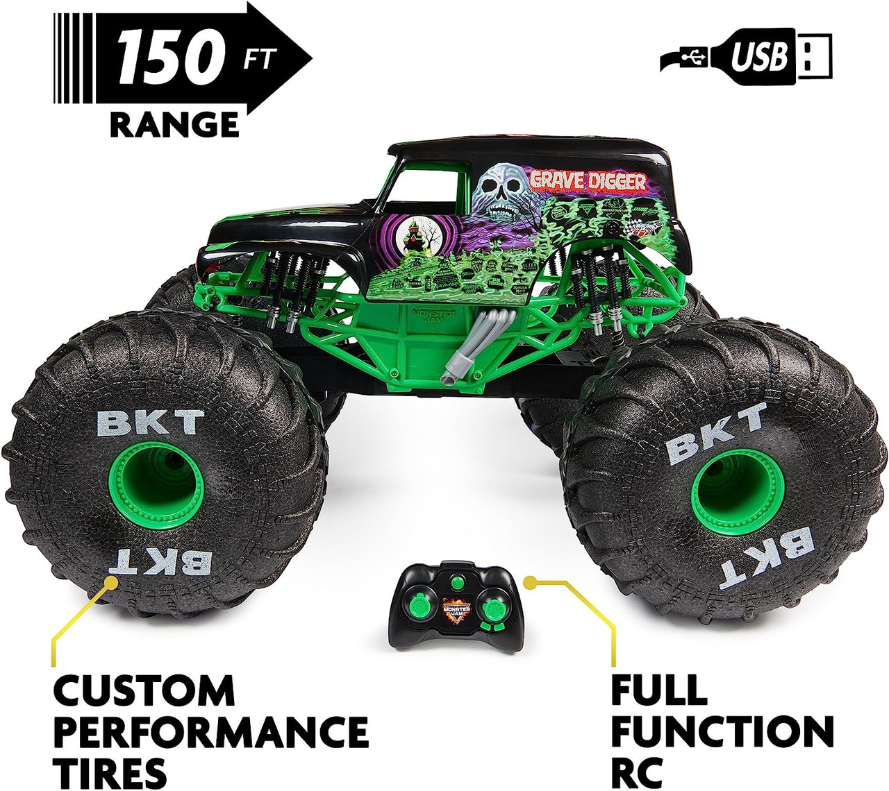 Monster Jam Mega Grave Digger All-Terrain Remote Control Monster Truck