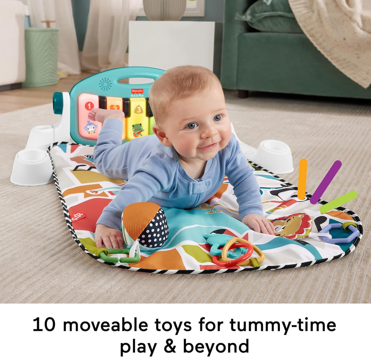 Fisher-Price Deluxe Kick Play Piano Gym Blue Fisher-Price Deluxe Kick Play Piano Gym Blue