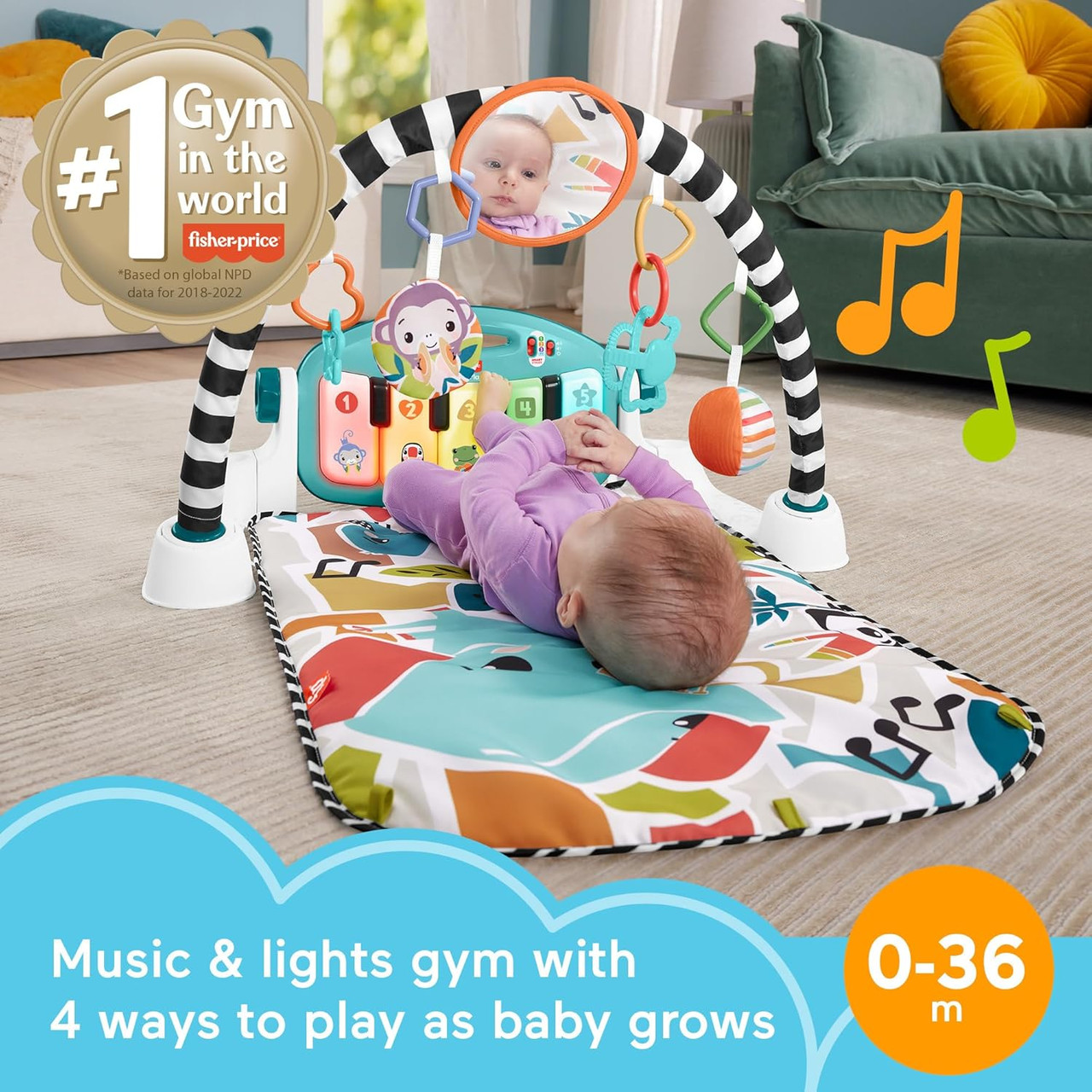 Fisher-Price Deluxe Kick Play Piano Gym Blue Fisher-Price Deluxe Kick Play Piano Gym Blue