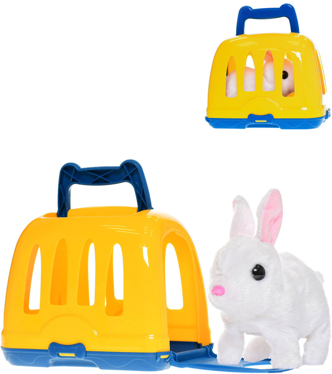 Electric White Bunny with Pet Carrier