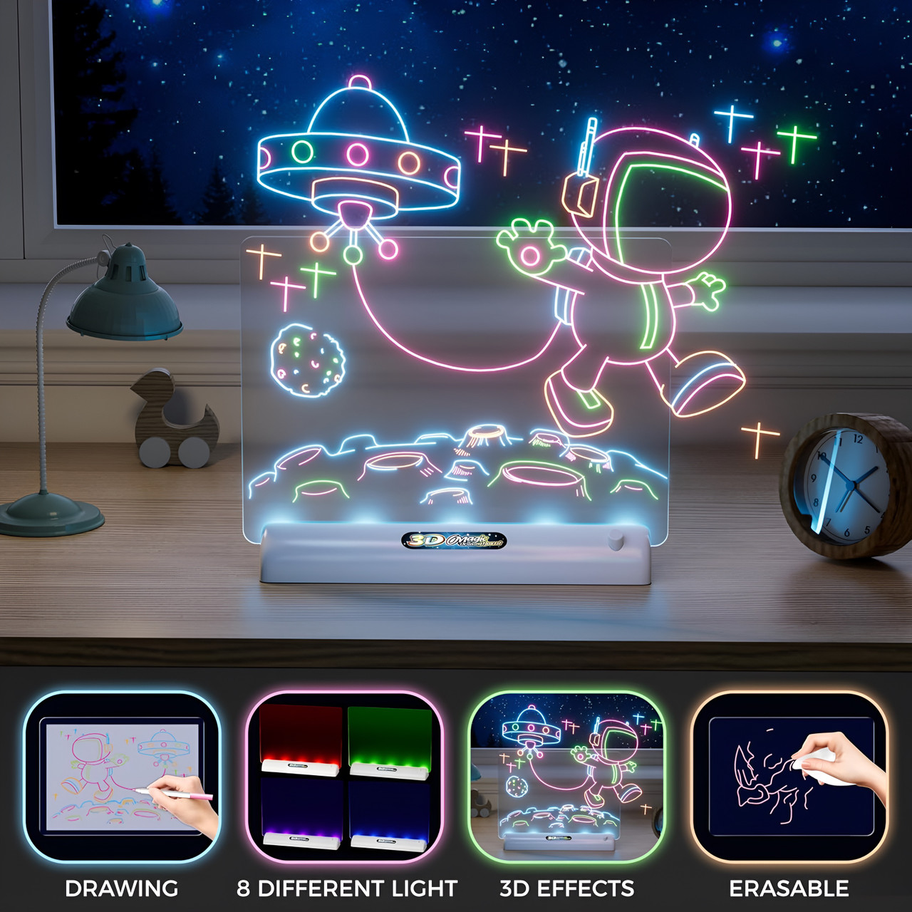 Magic 3D Light Drawing Board with Glasses