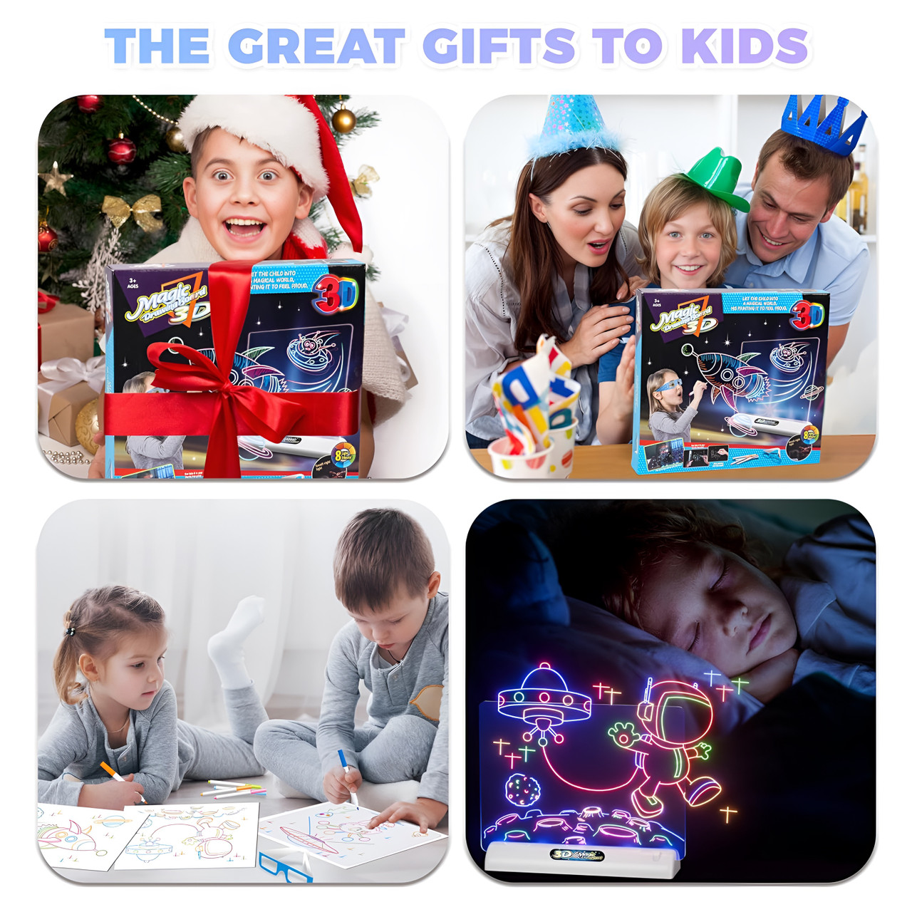 Magic 3D Light Drawing Board with Glasses