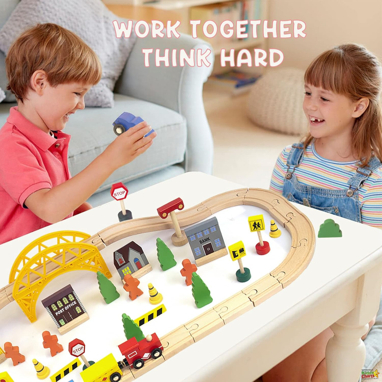 Wooden Train Set With Bridge