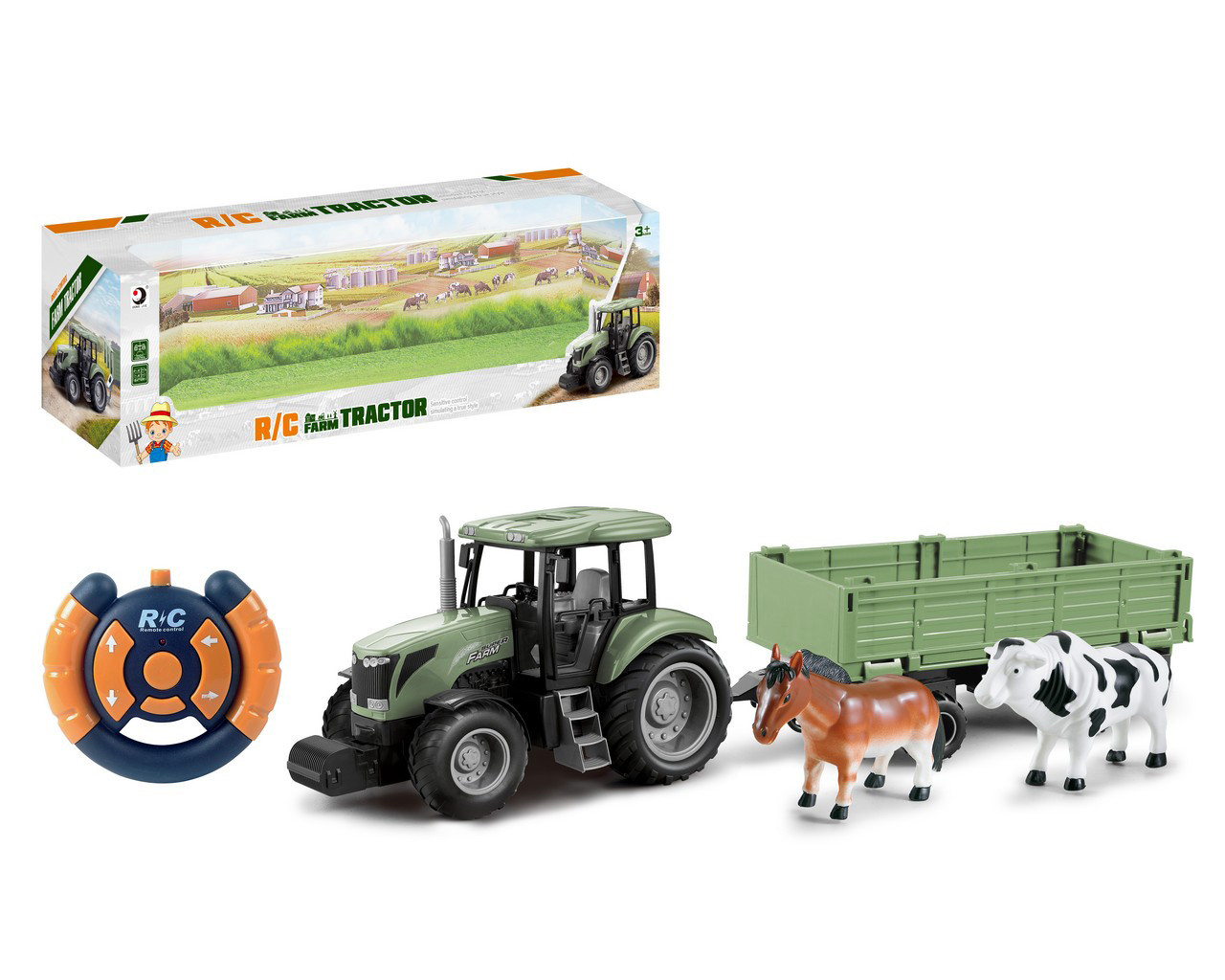 Remote Control Farm Tractor with Trailer & Animals