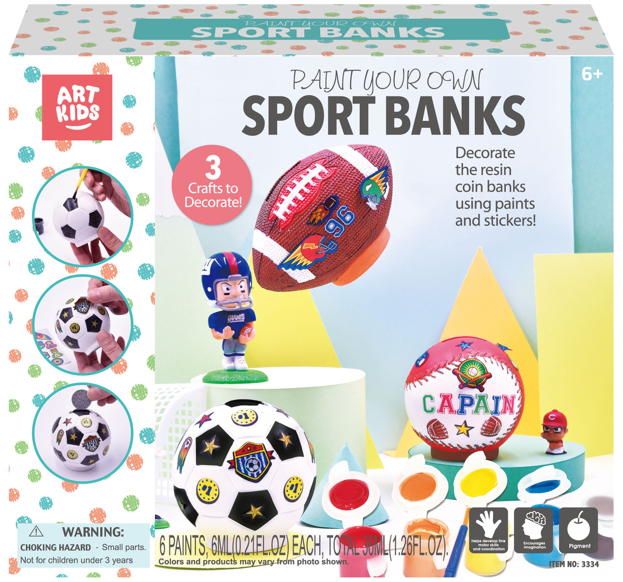 Paint Your Own Sport Banks - 3 Pack