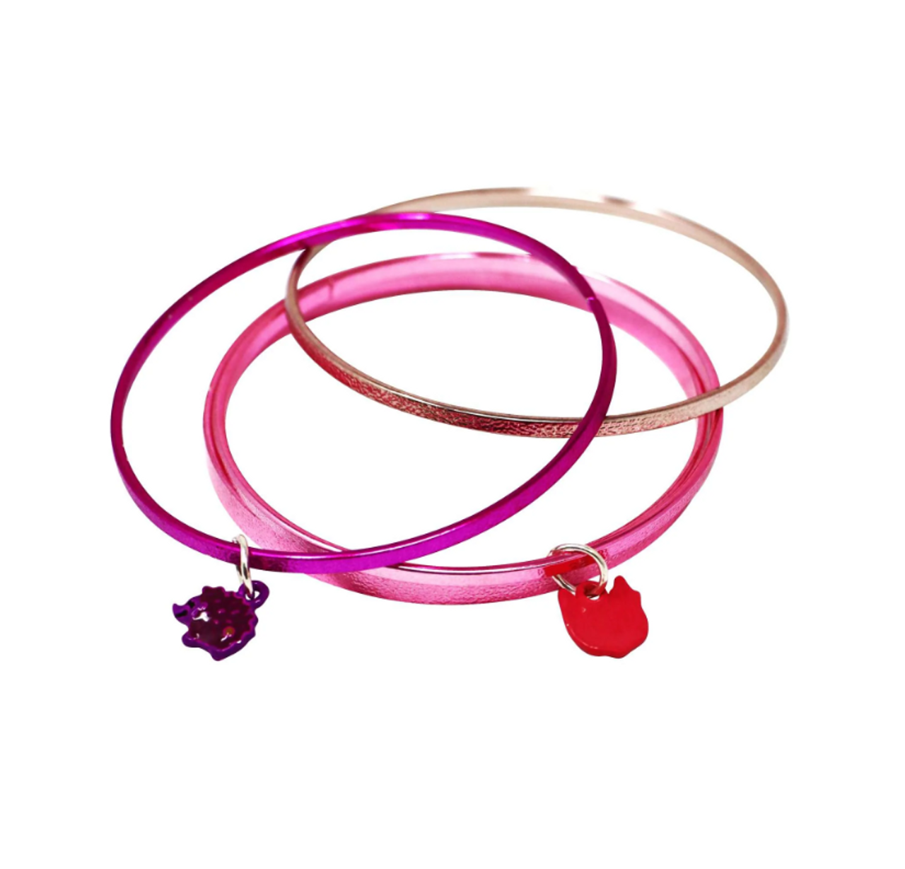 Metallic Charm Bangle Set