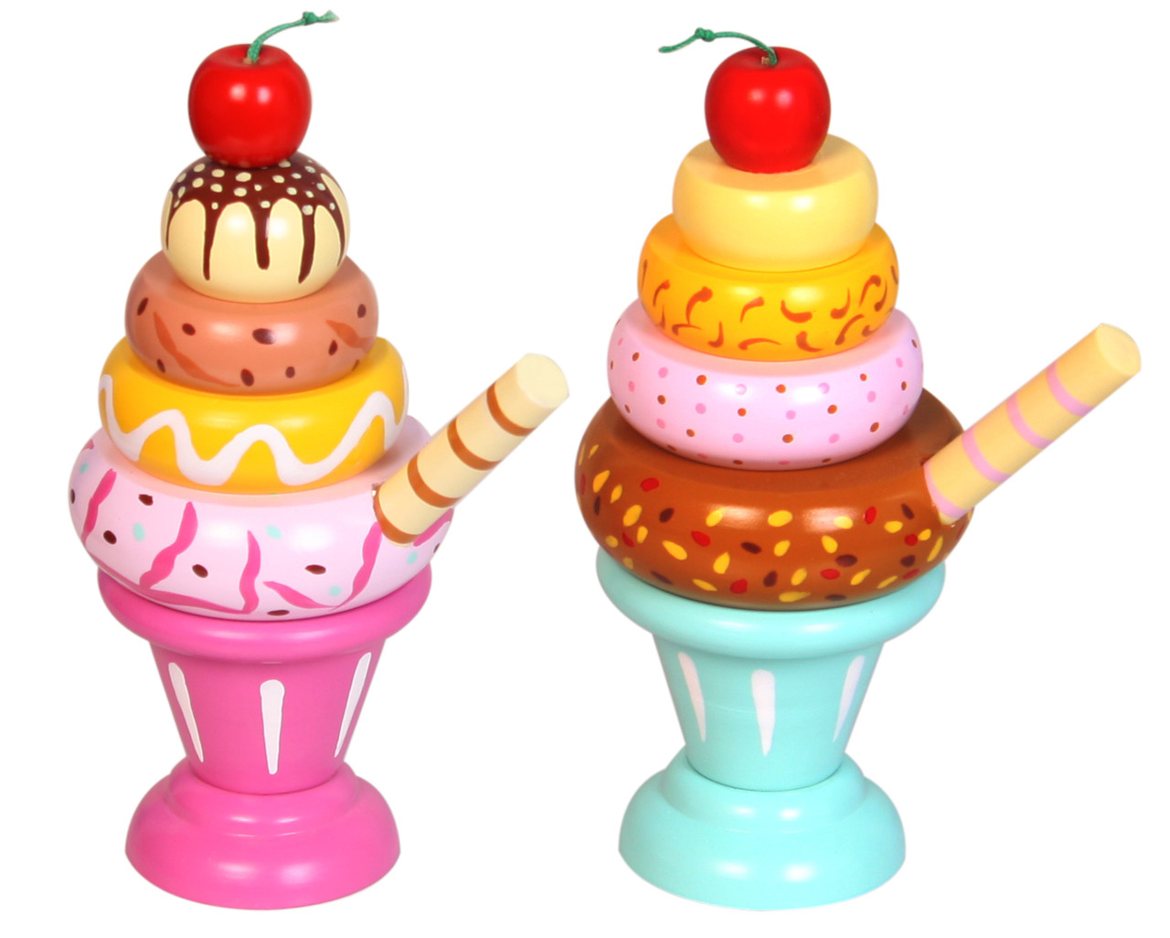 Wooden Stacking Ice Cream Set - Pretend Play Toy for Kids