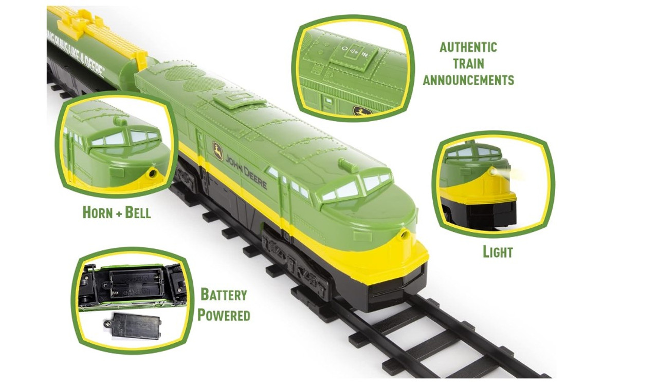 John Deere - Battery Powered Mini Diesel Train Set 28 Piece Set John Deere - Battery Powered Mini Diesel Train Set 28 Piece Set