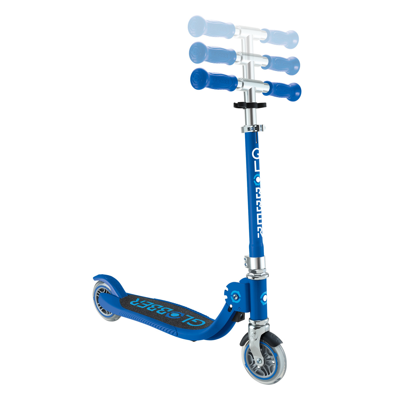 Globber FLOW FOLDABLE JUNIOR with lights - Navy Blue/ Sky Blue