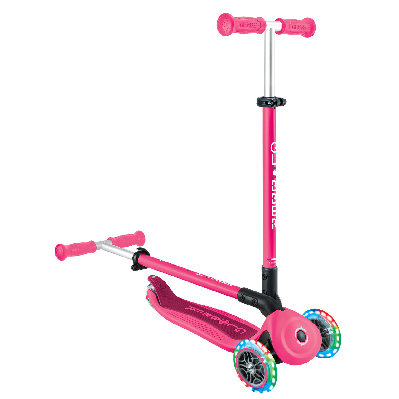 Globber GO UP ACTIVE with Lights - Fuchsia/ Dark Pink | Toymate