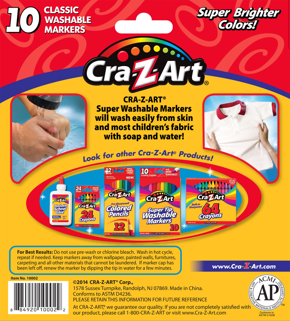 Cra-Z-Art Stationery 10 pcs Super Washable Markers