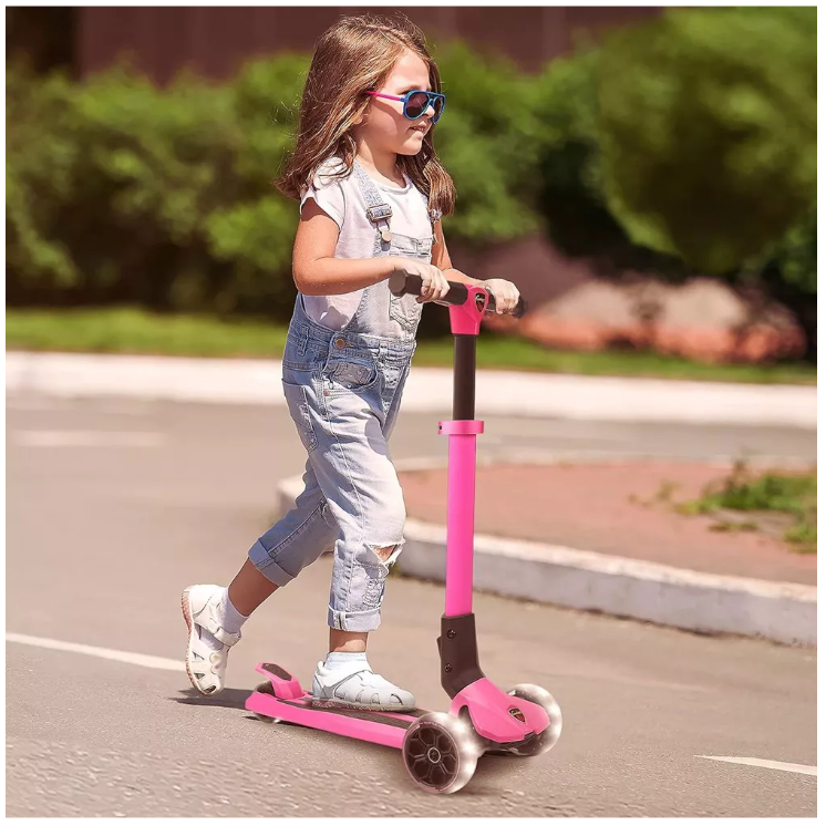 Foldable Wheeled Scooter for Kids - Pink