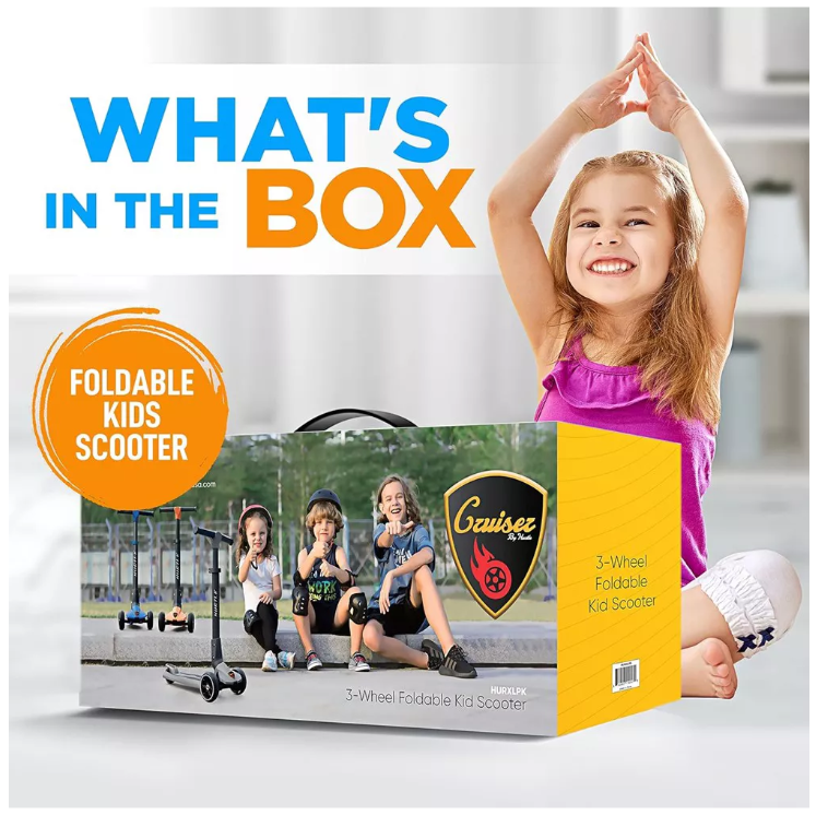 Foldable Wheeled Scooter for Kids - Pink