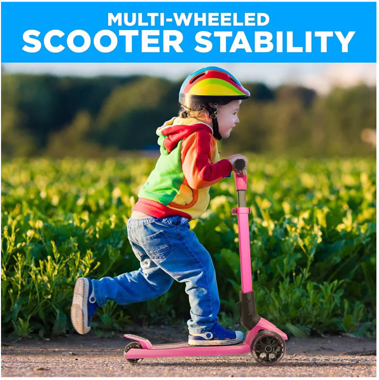 Foldable Wheeled Scooter for Kids - Pink