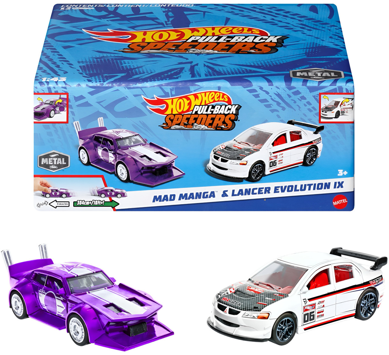 Hot Wheels 1:43 Scale Pull-Back Speeders 2 Pack