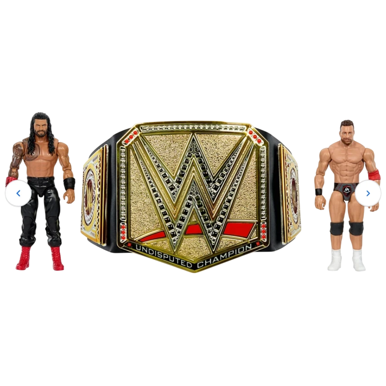WWE Roman Reigns vs LA Knight Action Figure and Undisputed Champion Belt Bundle